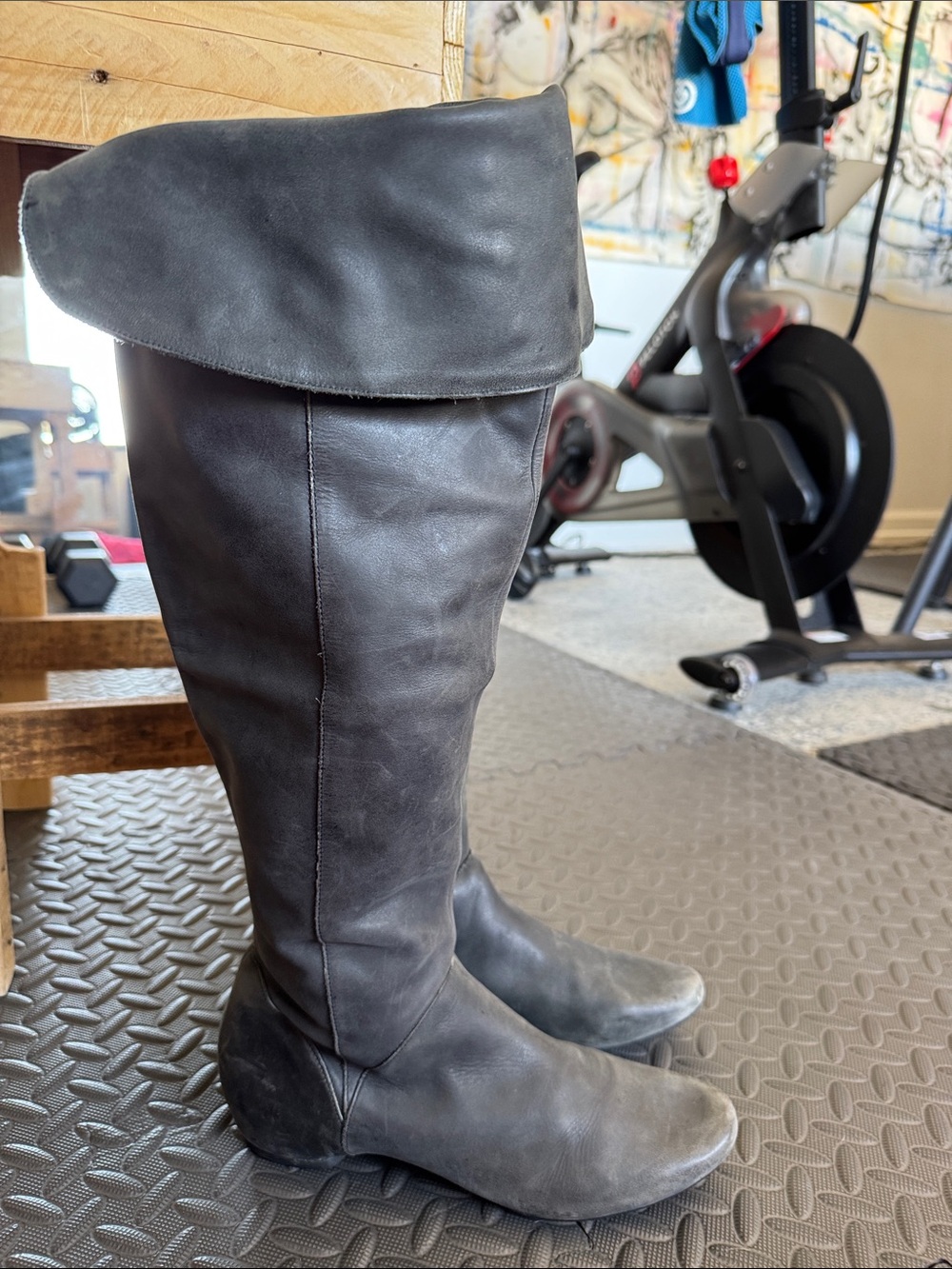 Kenneth Cole Over the Knee Optional Fold Flat Leather Boots